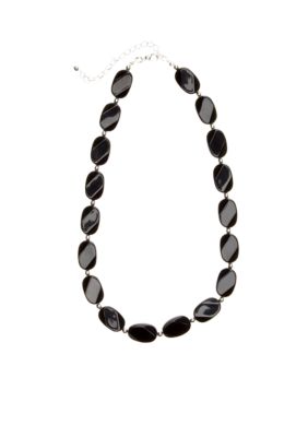 Kim Rogers Black and Silver Bead Wafer Necklace