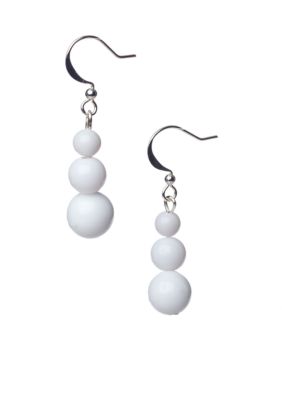 Kim Rogers&reg; White 3 Bead French Wire Earrings