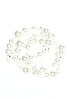 Kim Rogers&reg; Pearl and Bead Three Row Stretch Bracelet
