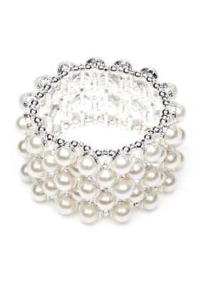 Kim Rogers&reg; White Pearl Wide Stretch Bracelet