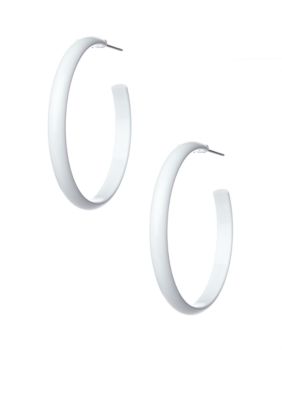 Kim Rogers White Large Spaghetti Hoop Earrings