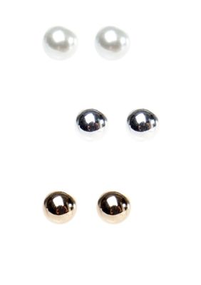 Kim Rogers&reg; 8mm Silver Ball Stud Trio