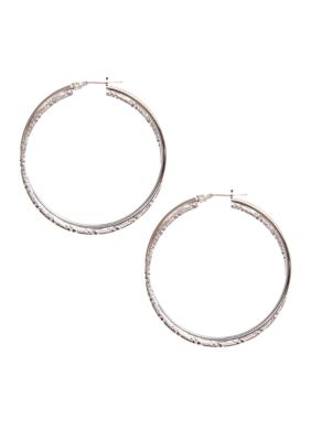 Kim Rogers Silver Plated 14Kt Gold Filled Post Large Silver Hoop Earrings