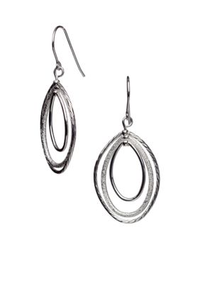 Kim Rogers 14K Gold Filled Post Silver Oval Rings Drop Earrings