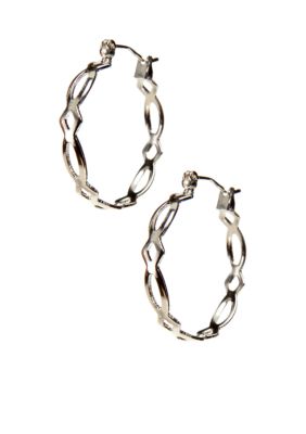 Kim Rogers Silver Lattice Pattern 14Kt Gold Filled Post Hoop