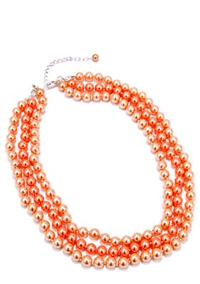 Kim Rogers 16-in. Coral Pearl 3 Row Necklace