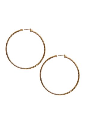 Kim Rogers 14Kt Gold Filled Post Gold Diamond Cut Hoop Earring