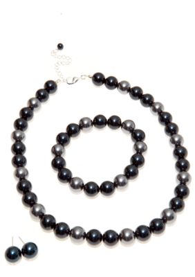 Kim Rogers Gray Tonal Pearl Necklace/Earring/Bracelet Set