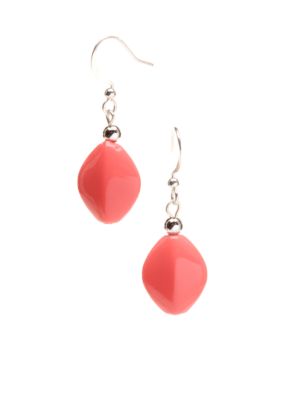 Kim Rogers Coral Flat Oval Bead French Wire Earrings