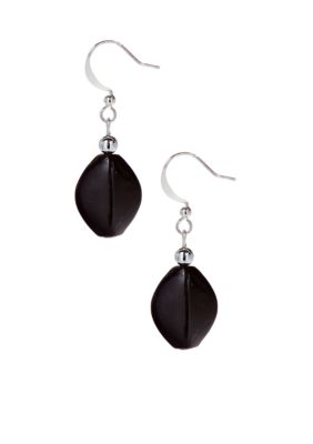 Kim Rogers Black Oval Oval Drop French Wire Earrings