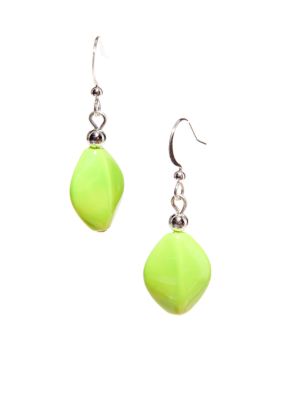Kim Rogers Lime Green Flat Oval French Wire Earrings