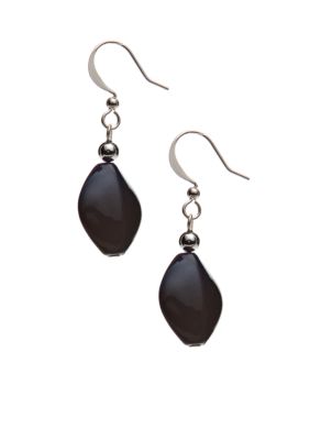 Kim Rogers Navy Flat Oval French Wire Earrings