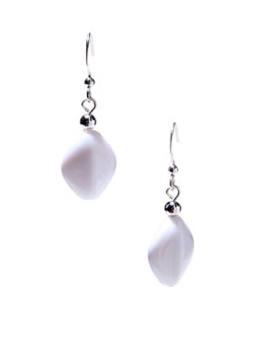Kim Rogers&reg; White Flat Oval French Wire Earrings