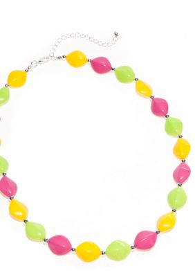 Kim Rogers&reg; 18-in. Yellow, Lime Green and Fuchsia Flat Oval Necklace