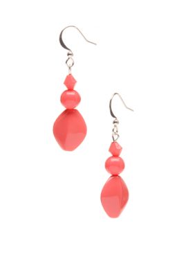 Kim Rogers&reg; Coral 3 Bead French Wire Earrings