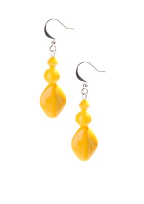 Kim Rogers Yellow 3-Bead French Wire Earrings