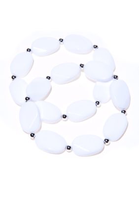 Kim Rogers&reg; White Oval Wafer Stretch Bracelet Set of 2