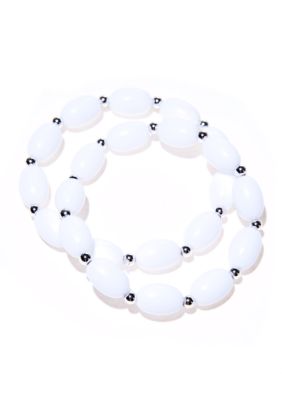 Kim Rogers White Oval Bead Stretch Bracelet Set of 2