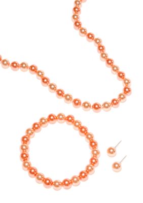 Kim Rogers Coral Pearl Necklace/Bracelet/Earring Set