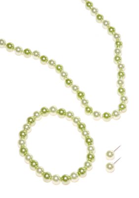 Kim Rogers Green Pearl Necklace/Bracelet/Earring Set