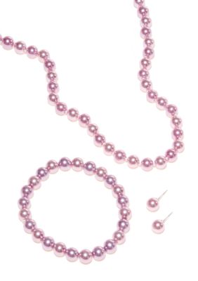 Kim Rogers Lavender Pearl Necklace/Bracelet/Earring Set