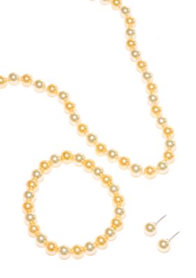 Kim Rogers Yellow Pearl Necklace/Bracelet/Earring Set