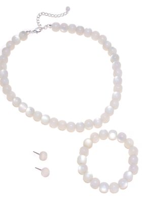 Kim Rogers White Necklace/Bracelet/Earring Set
