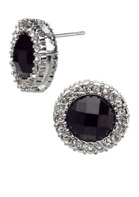 Kim Rogers Round Faceted Border Button Earrings