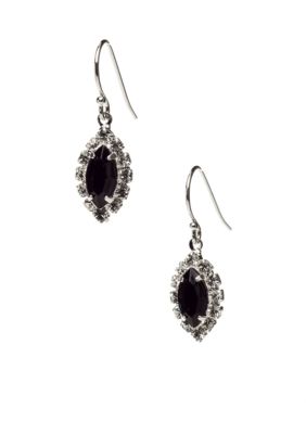 Kim Rogers Earring - Rhinestone and Navette Fish Hook Drop