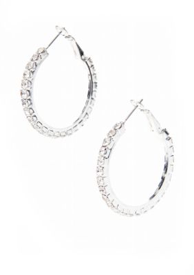 Kim Rogers Clear Crystal Rhinestone Hoop Earrings