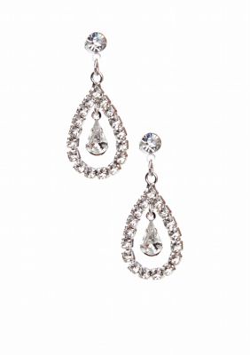 Kim Rogers&reg; Open Teardrop with Single Inset Teardrop Post Earrings