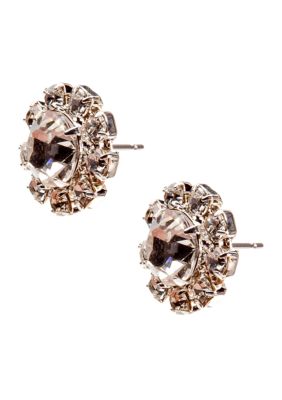Kim Rogers Rhinestone Floral Stud Earrings
