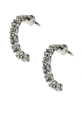 Kim Rogers Rhinestone Half Hoop Post Earrings