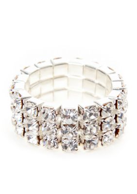 Kim Rogers Rhinestone Three Row Stretch Ring