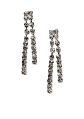 Kim Rogers Rhinestone Two Row Linear Post Earrings