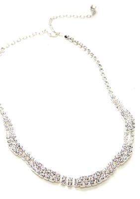 Kim Rogers&reg; Rhinestone Wave Design Frontal Necklace