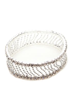 Kim Rogers Rhinestone and Diagonal Bead Chain Stretch Bracelet