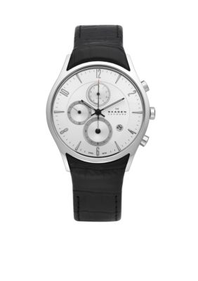 Skagen Black and Silver Steel Watch