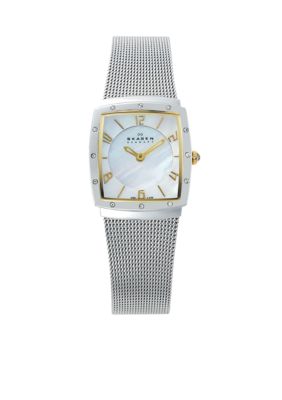 Skagen Two-Tone Square with Glitz Watch