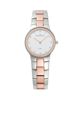 Skagen Silver and Rose Gold Link Watch