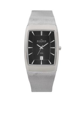 Skagen Silver Mesh with Rectangular Case Watch