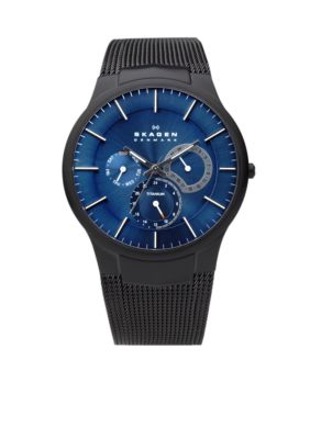 Skagen Black and Blue Mesh Multifunction Watch