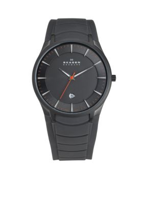 Skagen Mens Grey Rubber Strap Watch