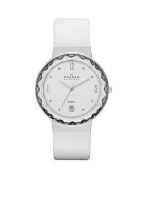 Skagen Ladies White Leather Watch
