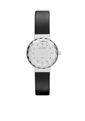 Skagen Ladies Black Leather Watch
