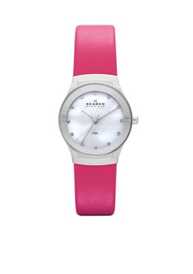 Skagen Ladies Pink Leather Watch