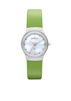 Skagen Ladies Green Leather Watch