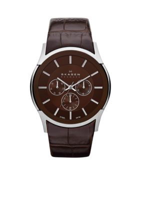 Skagen Men's Textured Brown Leather Watch