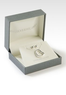 Belk Silverworks Heart Pendant and Earring Set