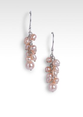 Belk Silverworks Pink Pearl Shakie Earrings